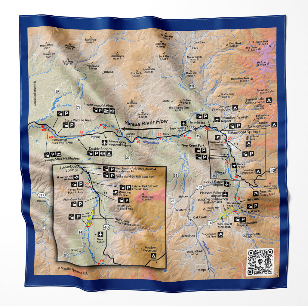 Yampa River Colorado Microfiber Map Bandana
