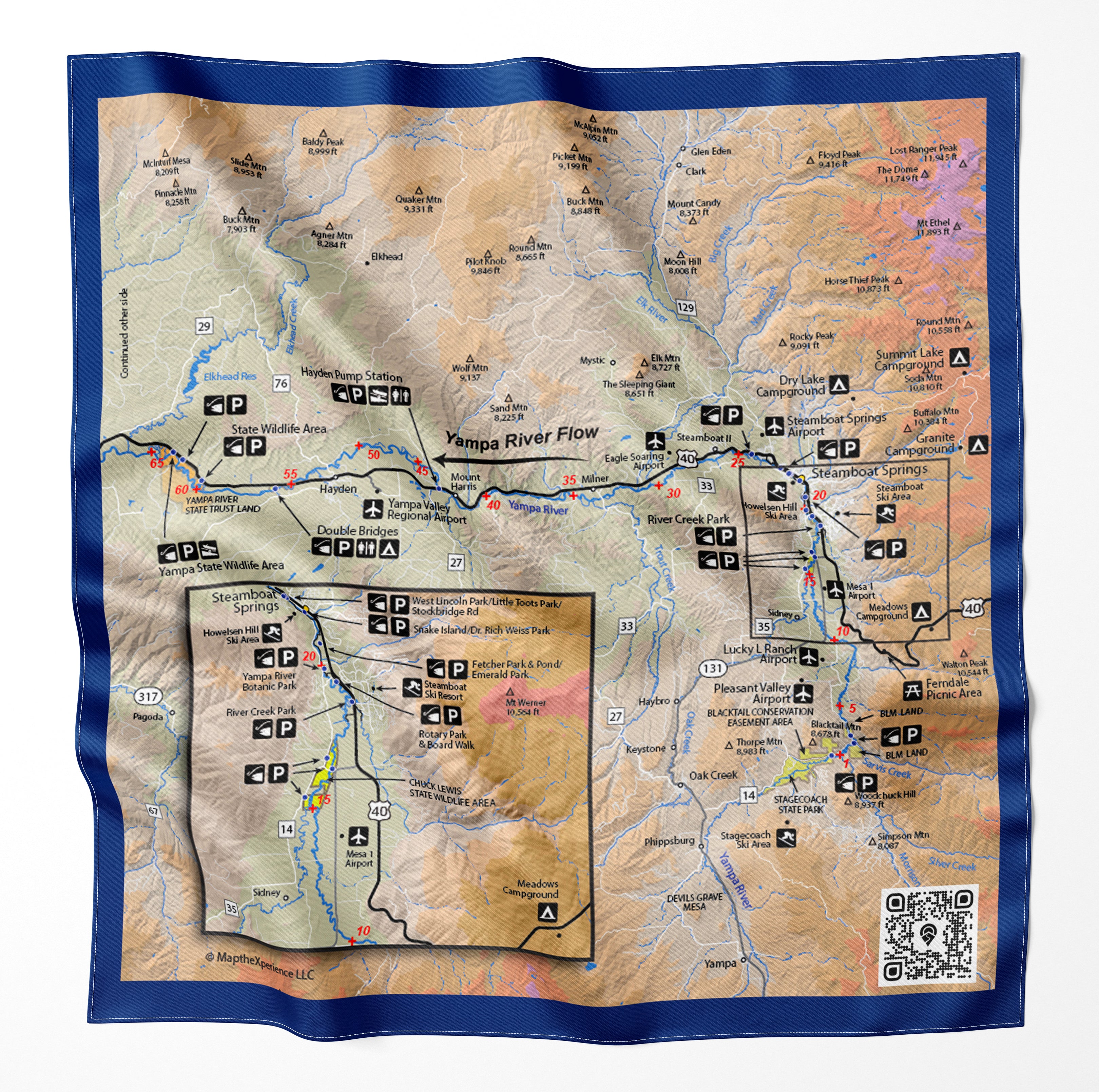 Yampa River Colorado Microfiber Map Bandana