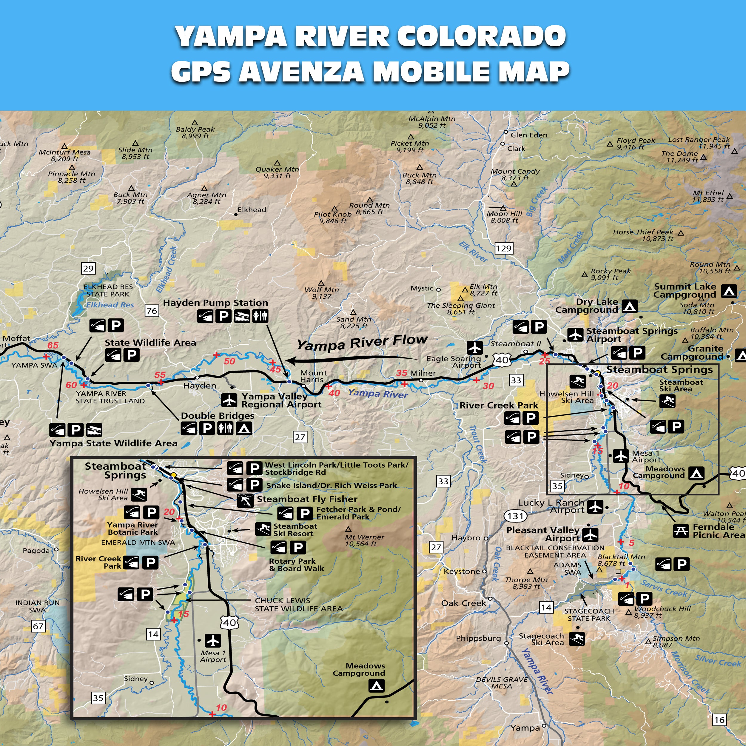 Yampa River Colorado Mobile GPS Fishing Map