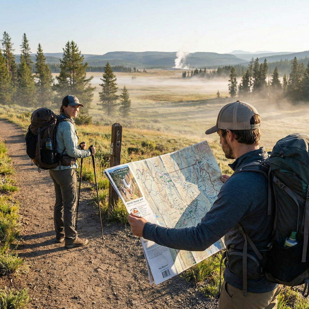 Yellowstone National Park Hiking Trails GPS Map | Paper & Mobile Adventure Guide