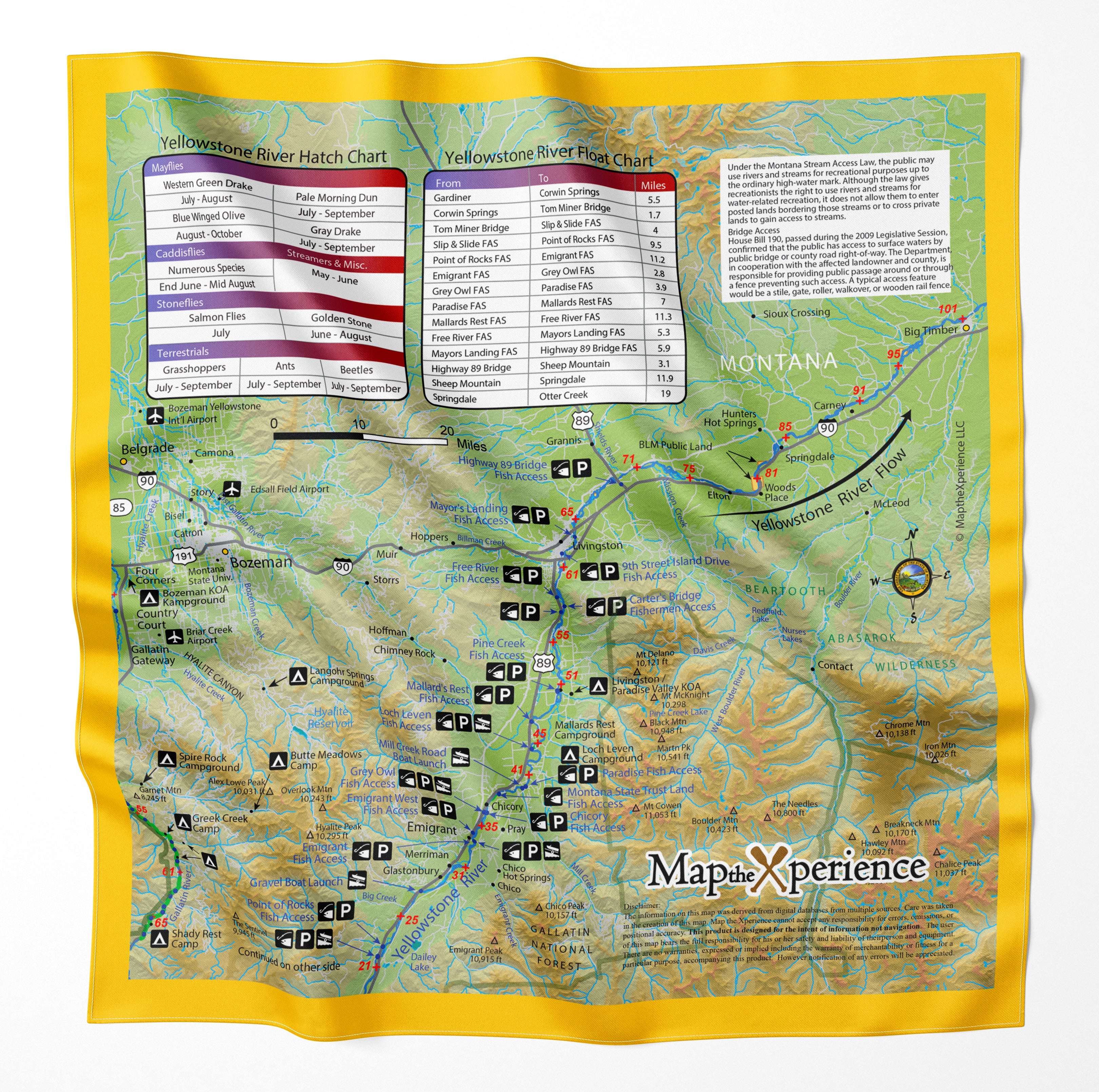 Yellowstone River Montana Microfiber Map Bandana