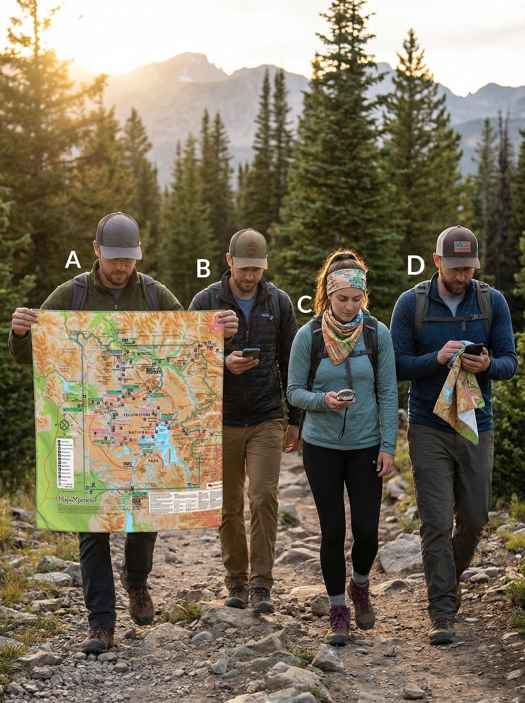 Yellowstone National Park Handy Map Microfiber Cloth Bandana