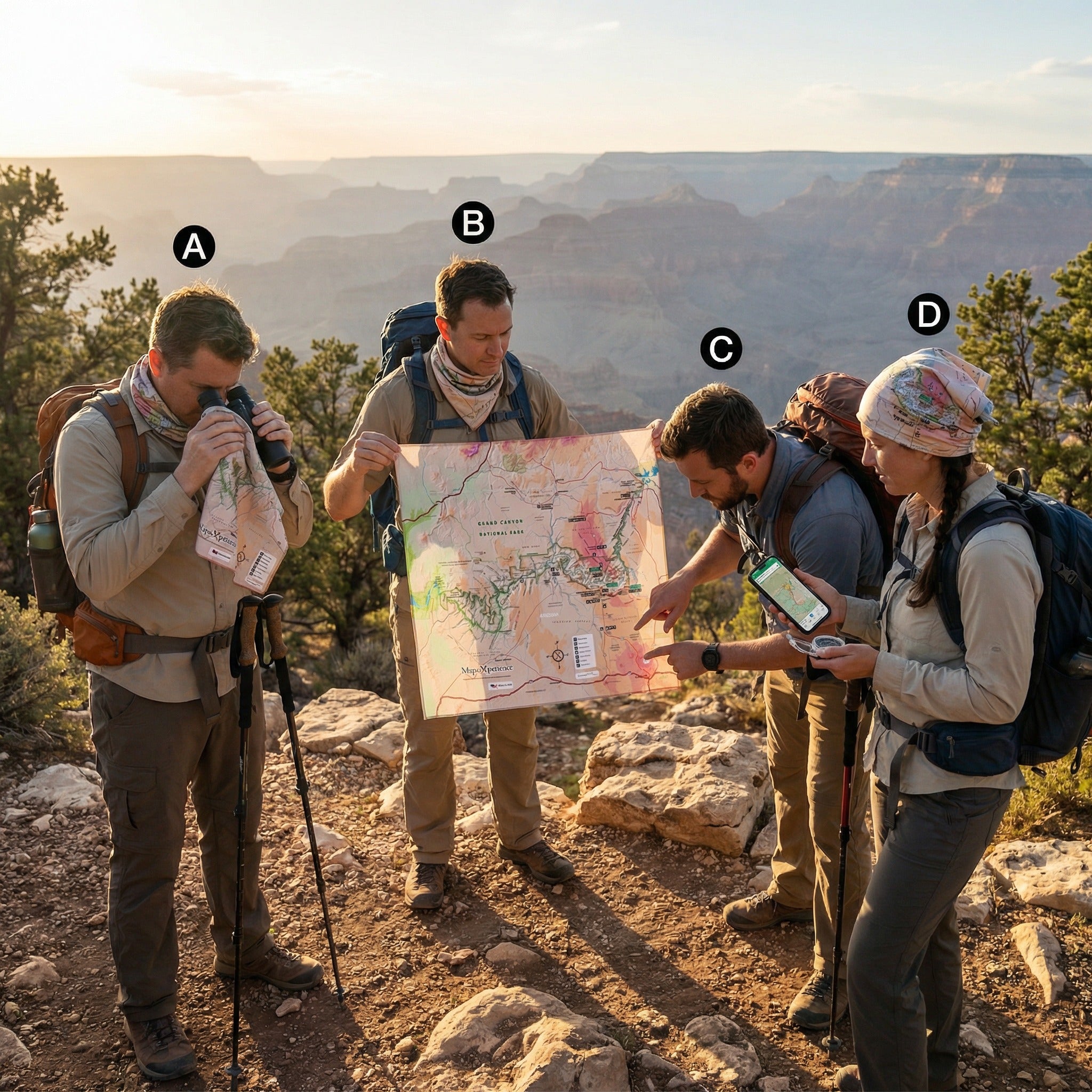 Grand Canyon National Park Handy Map Microfiber Cloth Bandana
