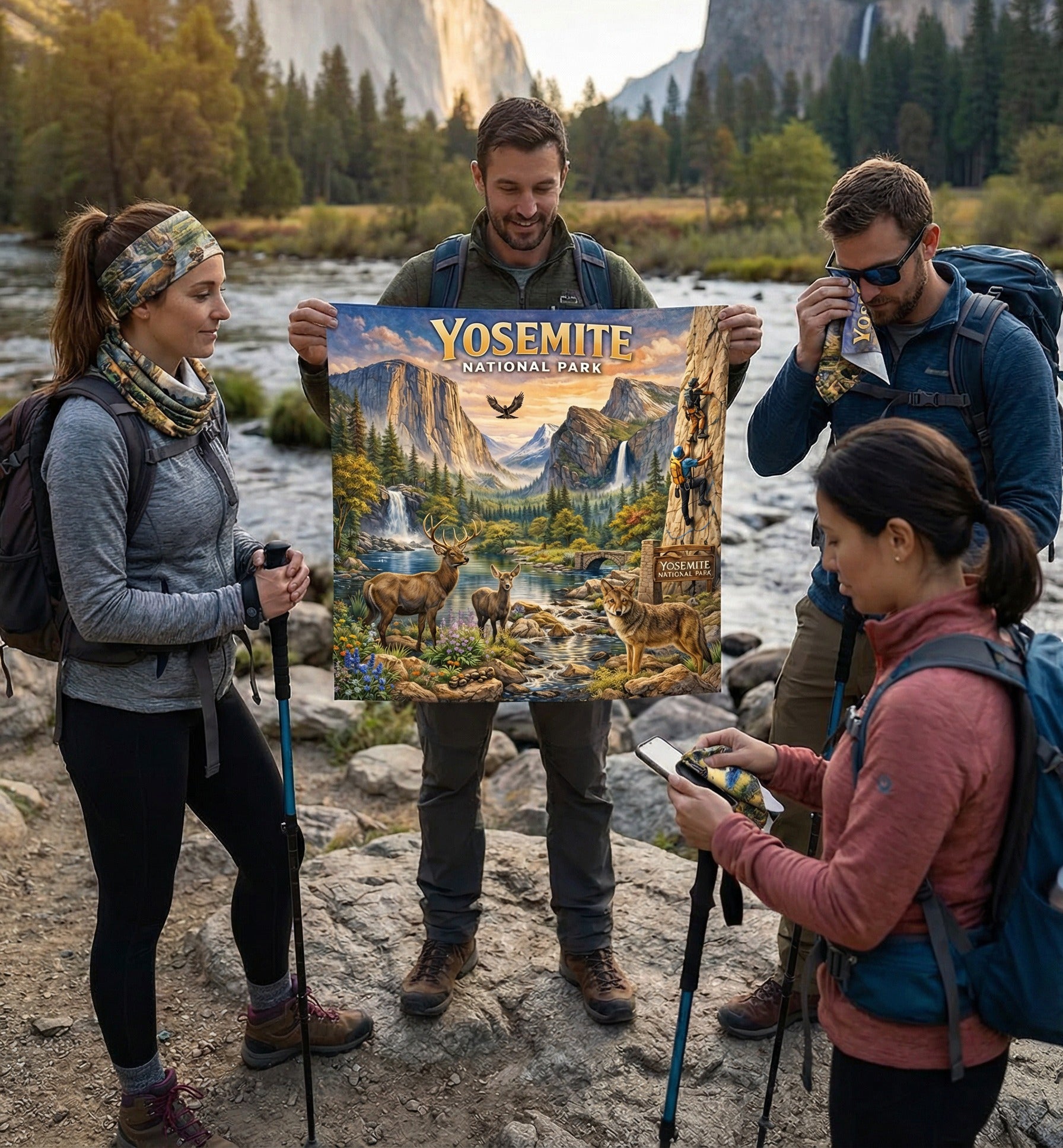 Yosemite National Park Handy Map Microfiber Cloth Bandana