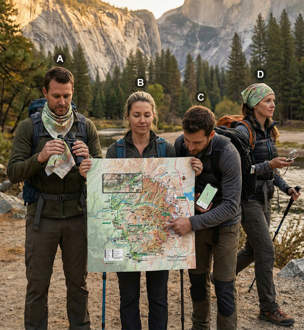 Yosemite National Park Handy Map Microfiber Cloth Bandana