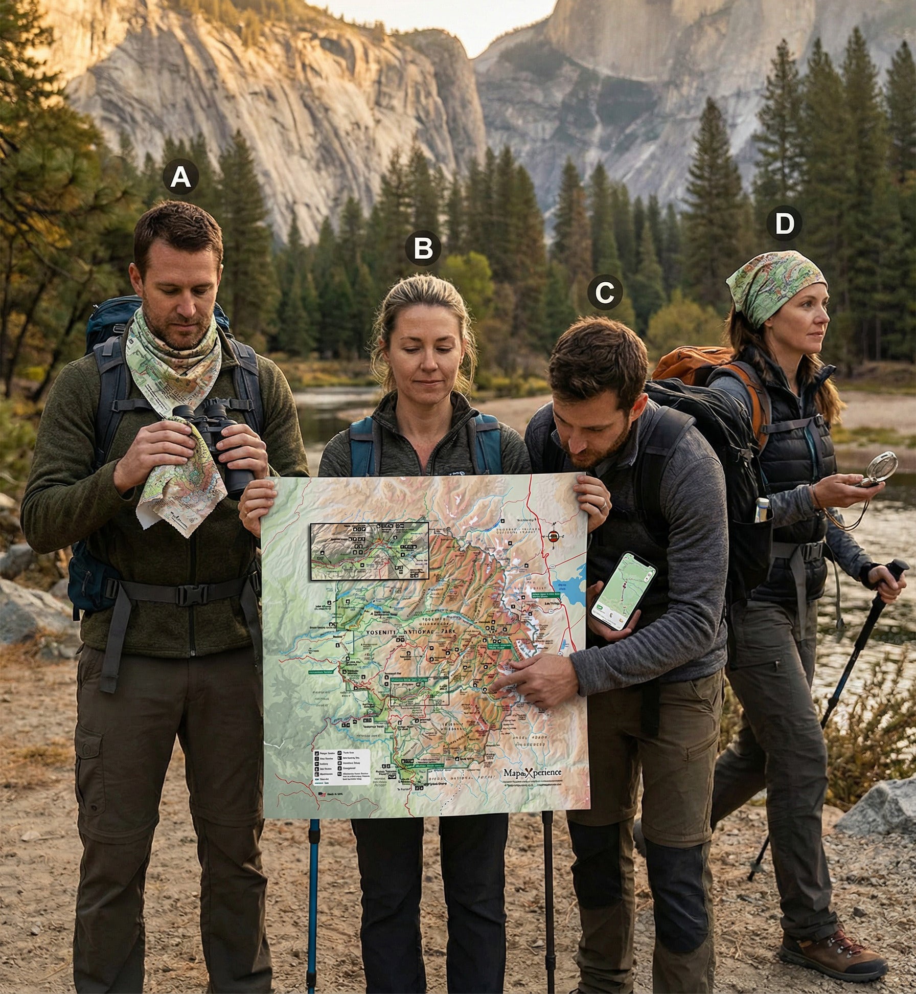 Yosemite National Park Handy Map Microfiber Cloth Bandana