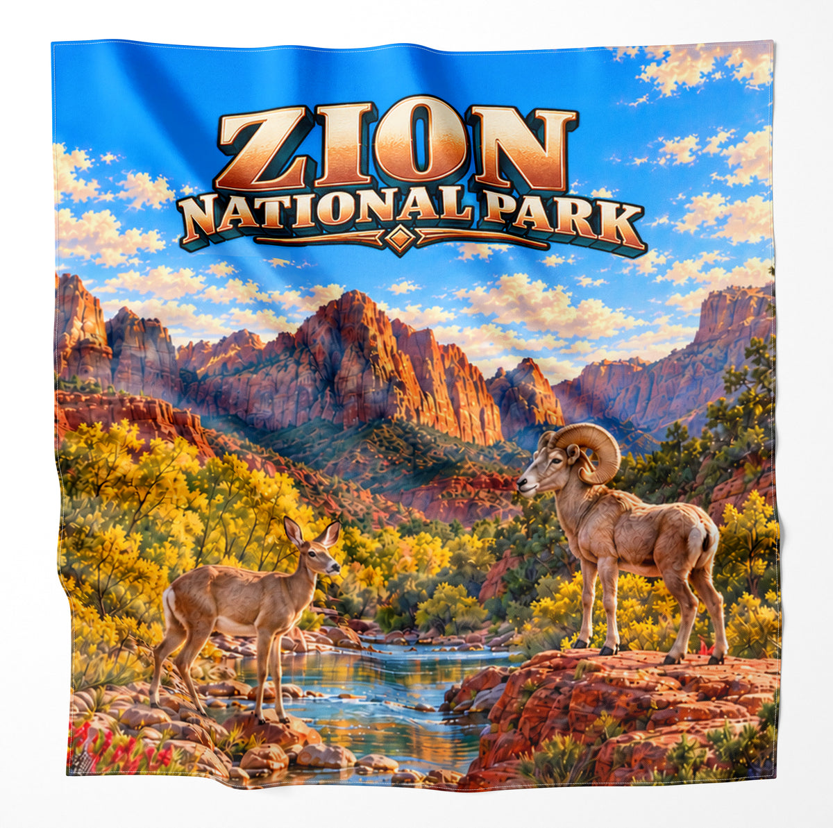 Zion National Park – Microfiber Map Cloth Bandana