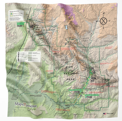 Zion National Park Microfiber Map Bandana