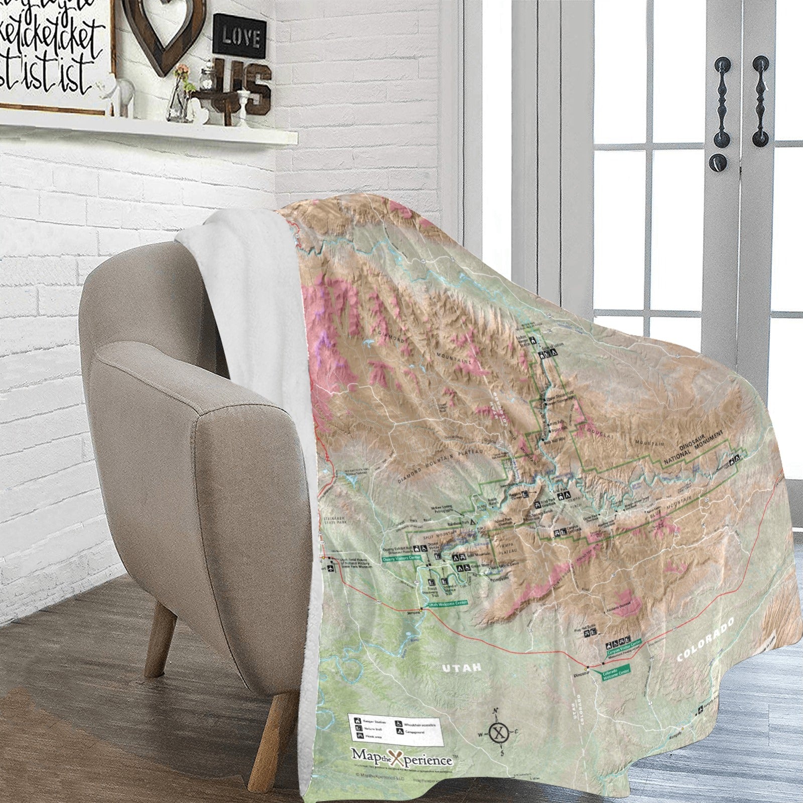 Dinosaur National Monument Map Ultra-Soft Micro Fleece Blanket