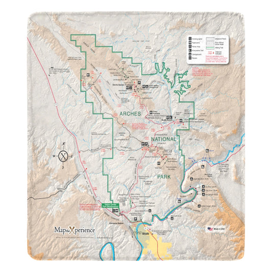 Arches National Park Map Ultra-Soft Micro Fleece Blanket