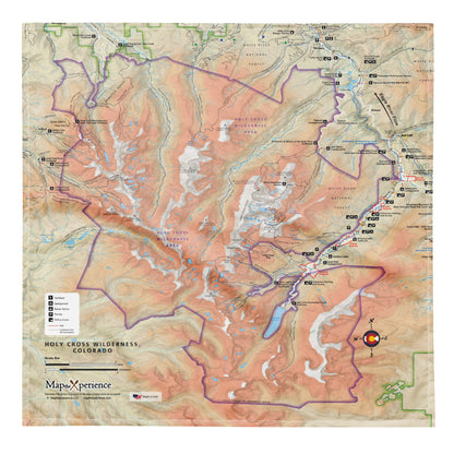 Holy Cross Wilderness, Colorado Microfiber Map Bandana