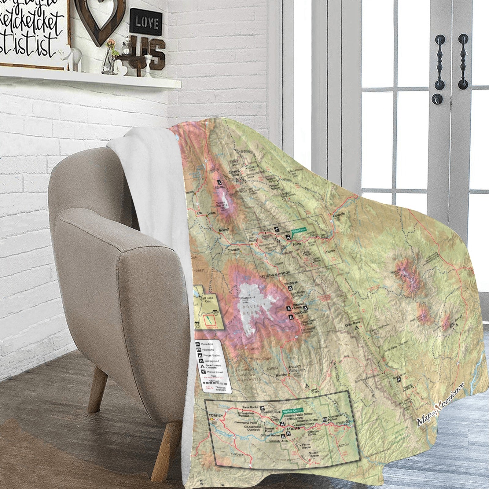 Capitol Reef National Park Map Ultra-Soft Micro Fleece Blanket