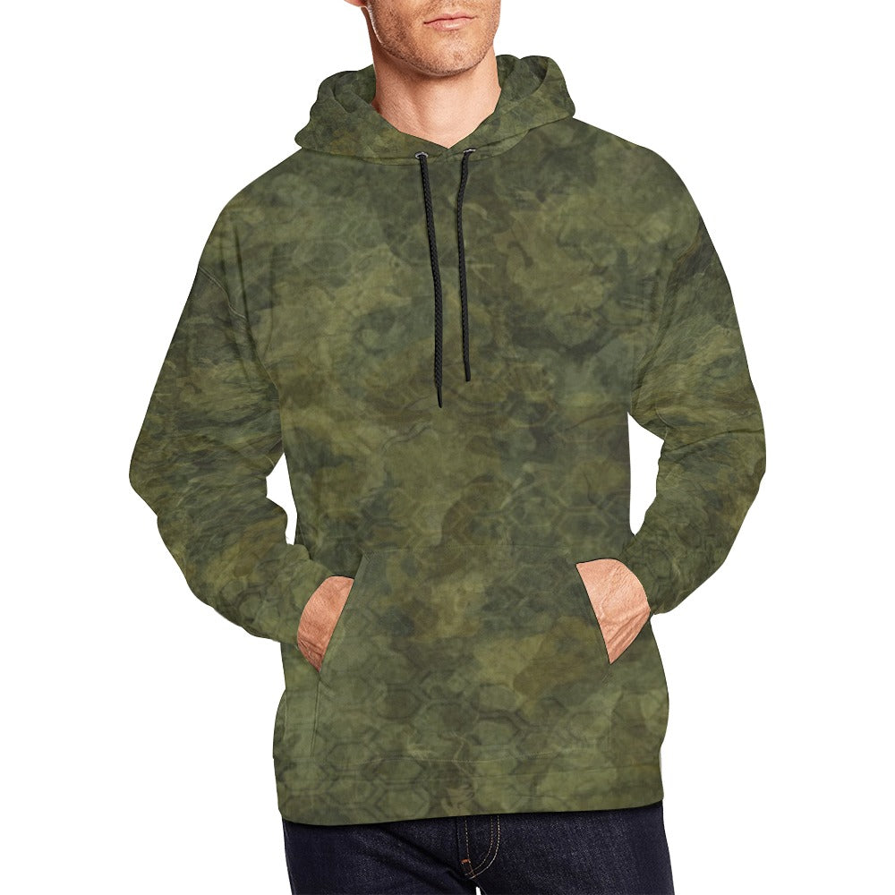 Dark Green Flauge Men's All Over Print Hoodie
