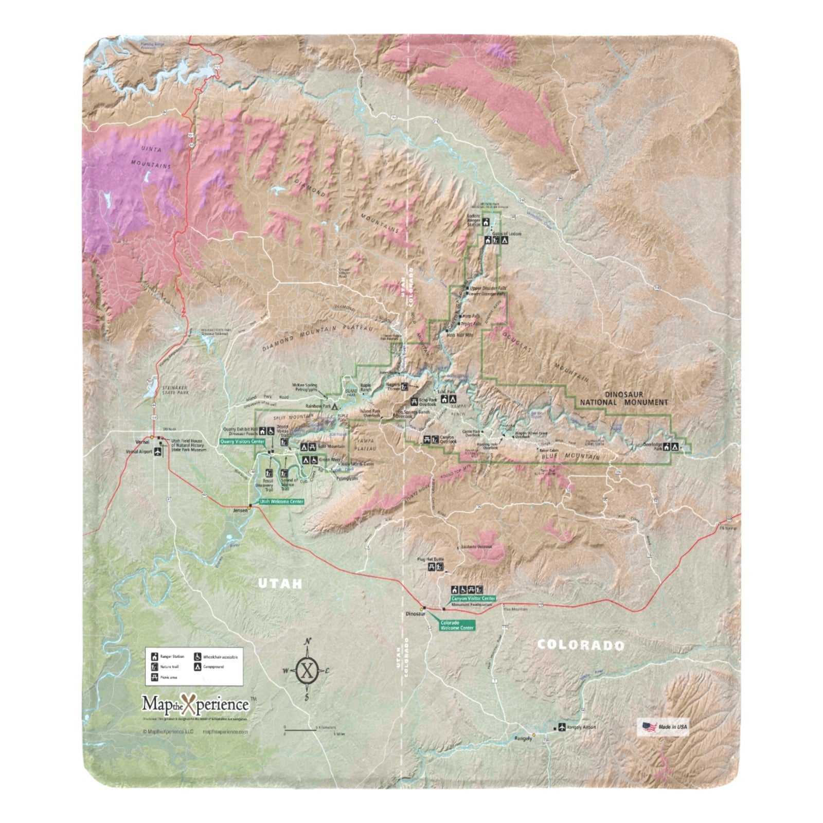 Dinosaur National Monument Map Ultra-Soft Micro Fleece Blanket