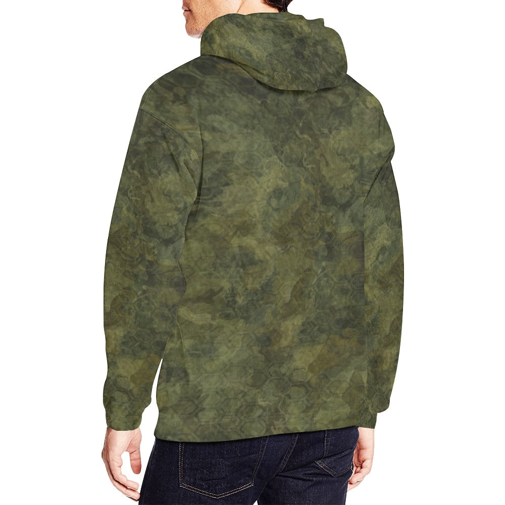 Dark Green Flauge Men's All Over Print Hoodie