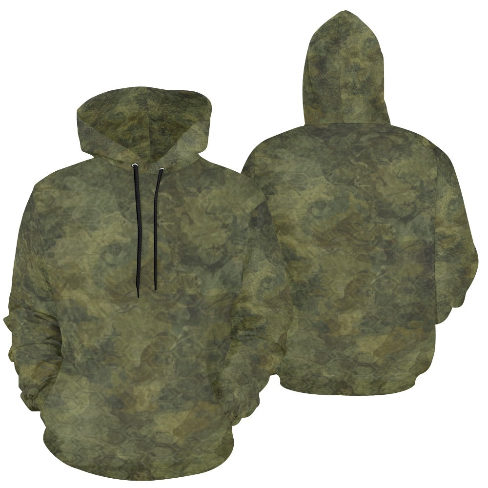 Dark Green Flauge Men's All Over Print Hoodie