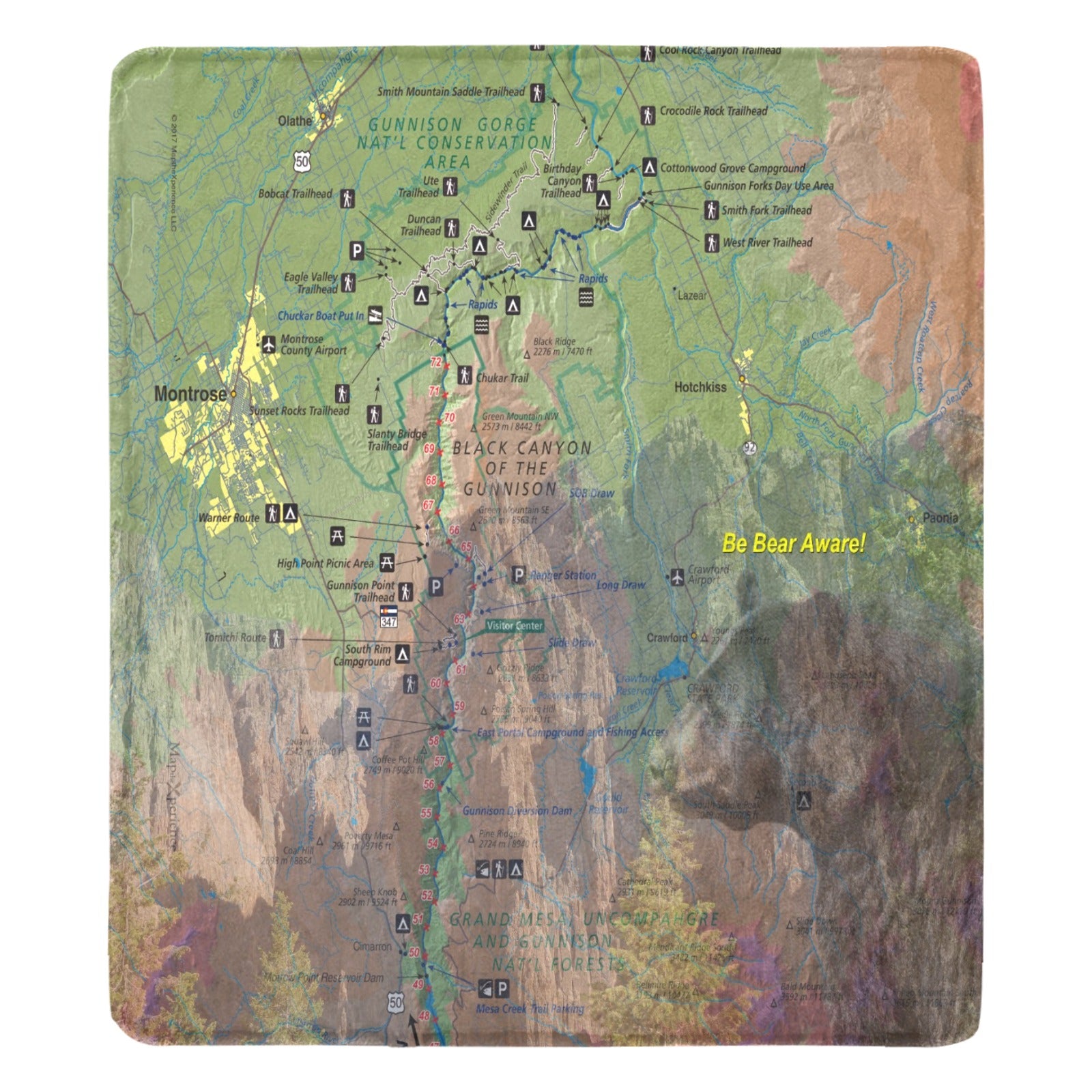 Black Canyon of the Gunnison National Park Map Ultra-Soft Micro Fleece Blanket