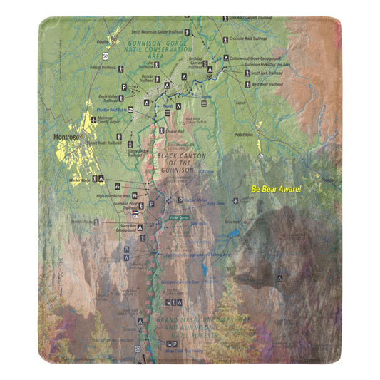 Black Canyon of the Gunnison National Park Map Ultra-Soft Micro Fleece Blanket