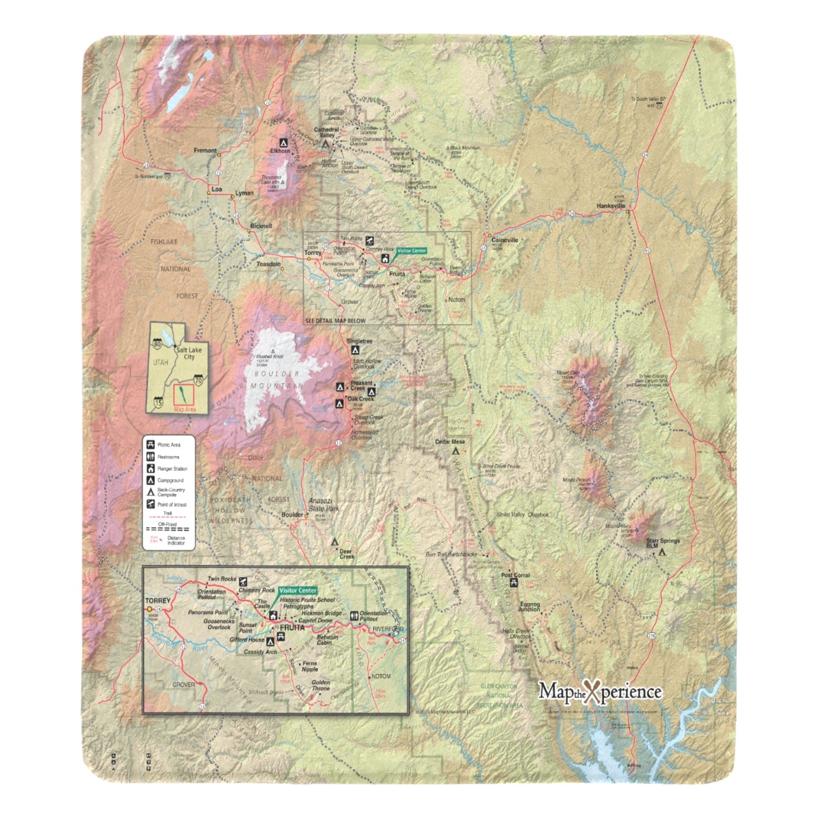 Capitol Reef National Park Map Ultra-Soft Micro Fleece Blanket