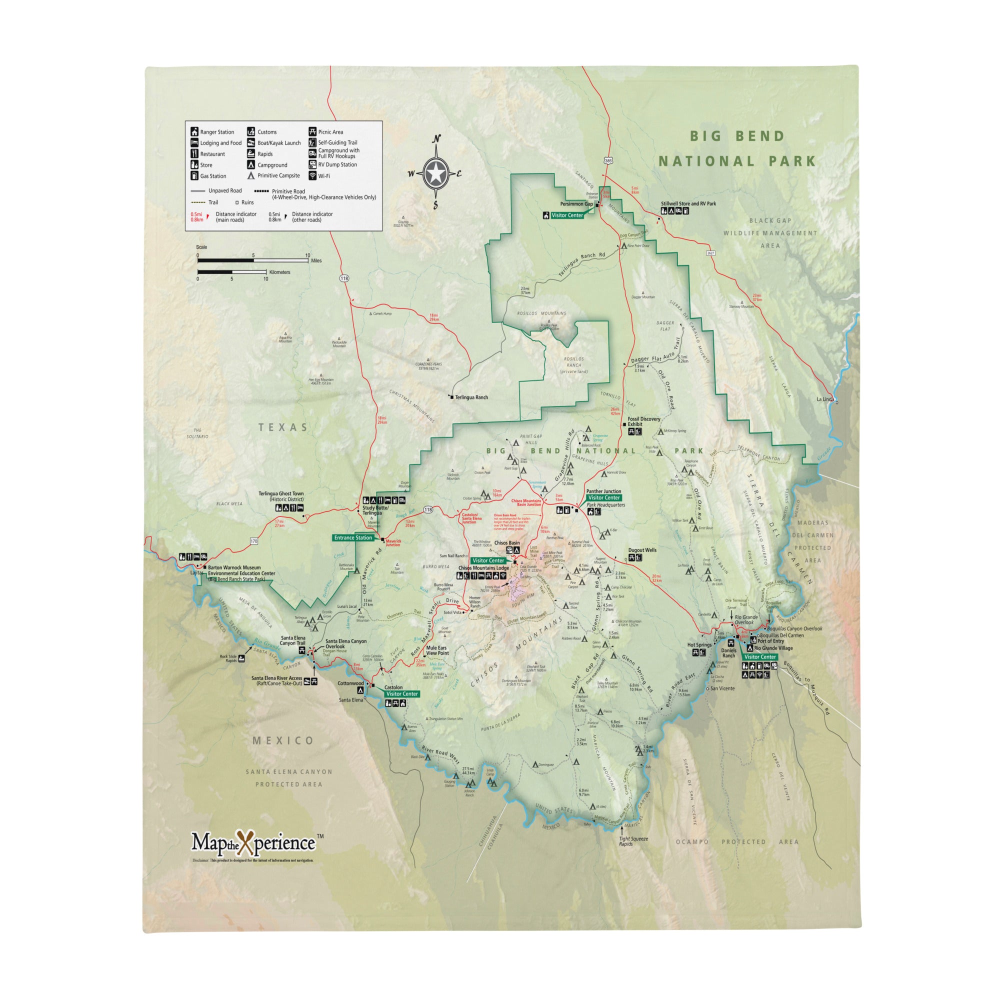Big Bend National Park Map Throw Blanket