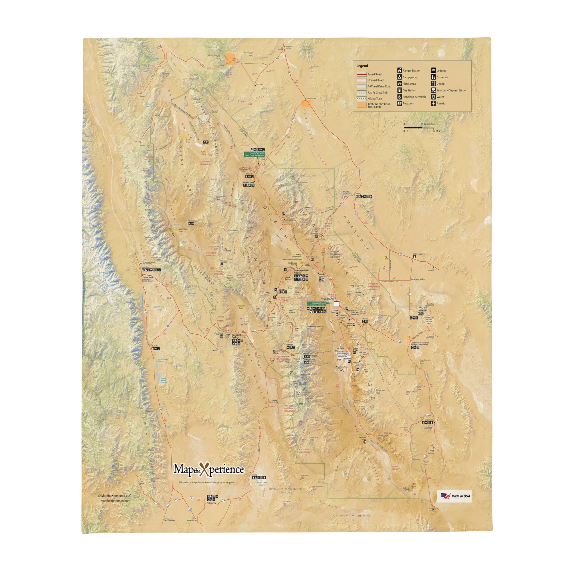 Death Valley National Park Map Throw Blanket