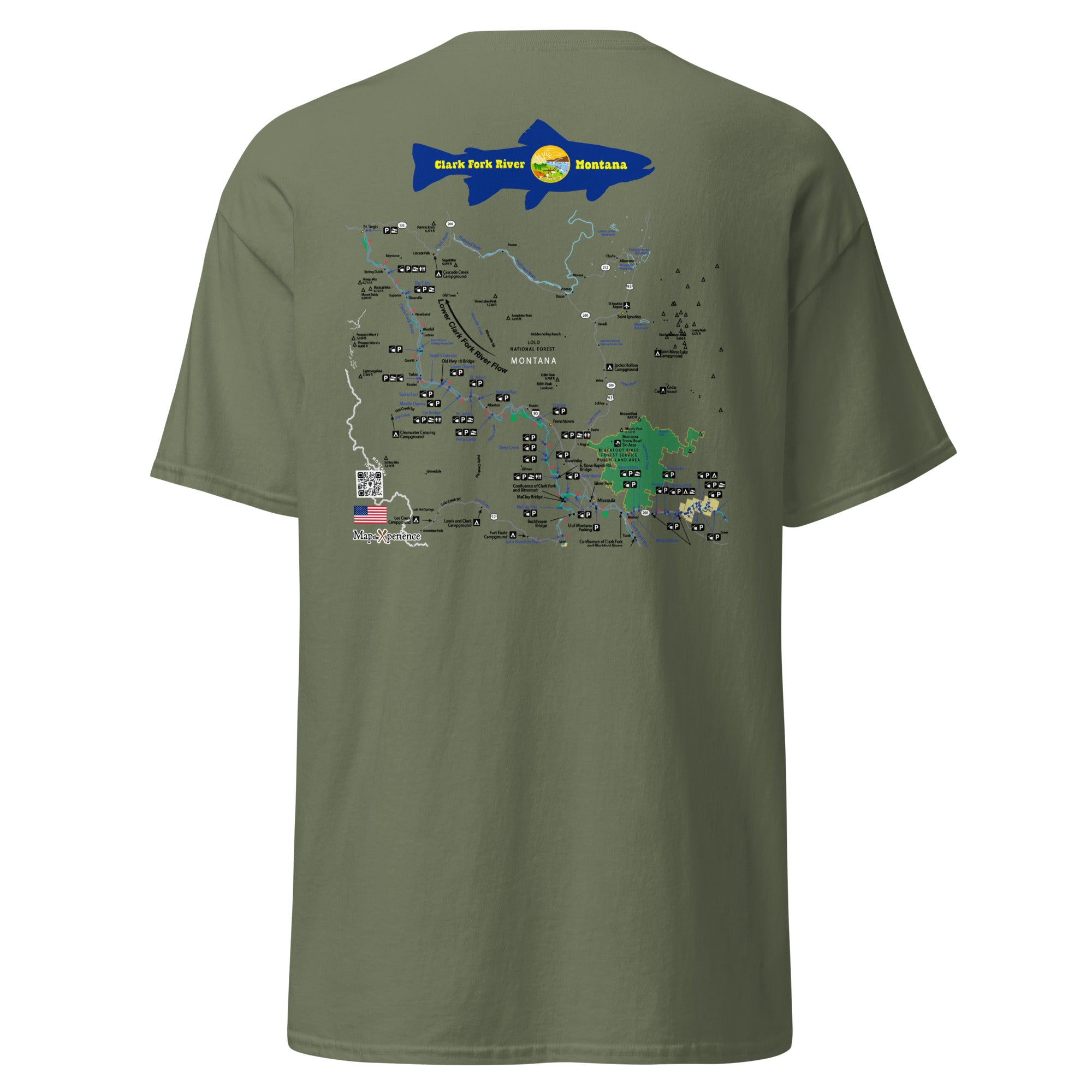 Clark Fork River, Montana  (Lower Section) Performance Short Sleeve T Shirt