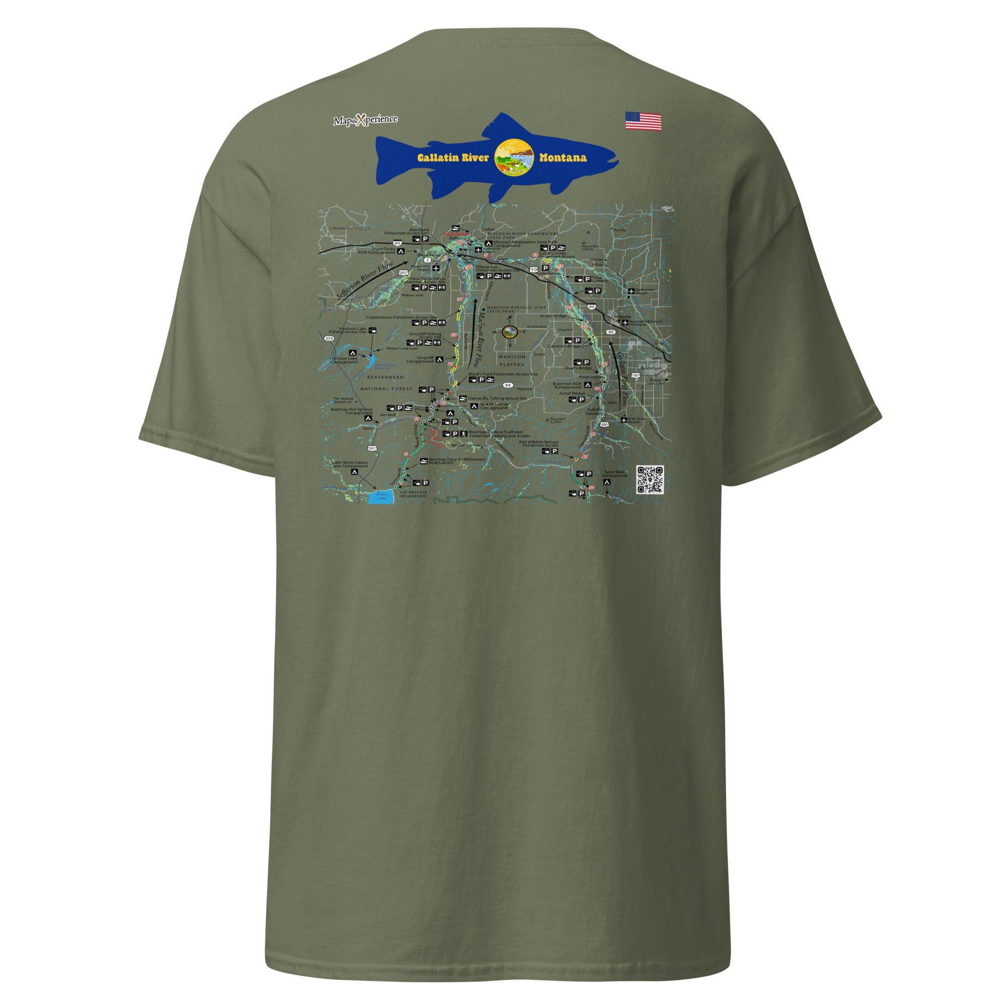 Gallatin River, Montana (Lower Section) Performance Short Sleeve T Shirt