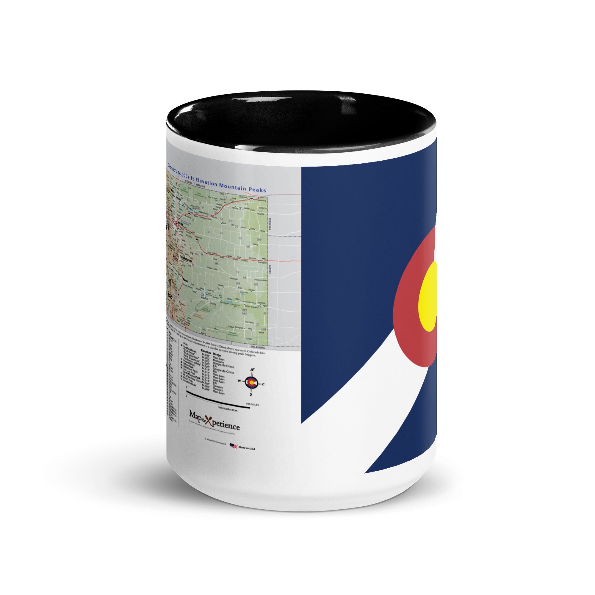 Colorado 14er's Map Mug with Black Inside