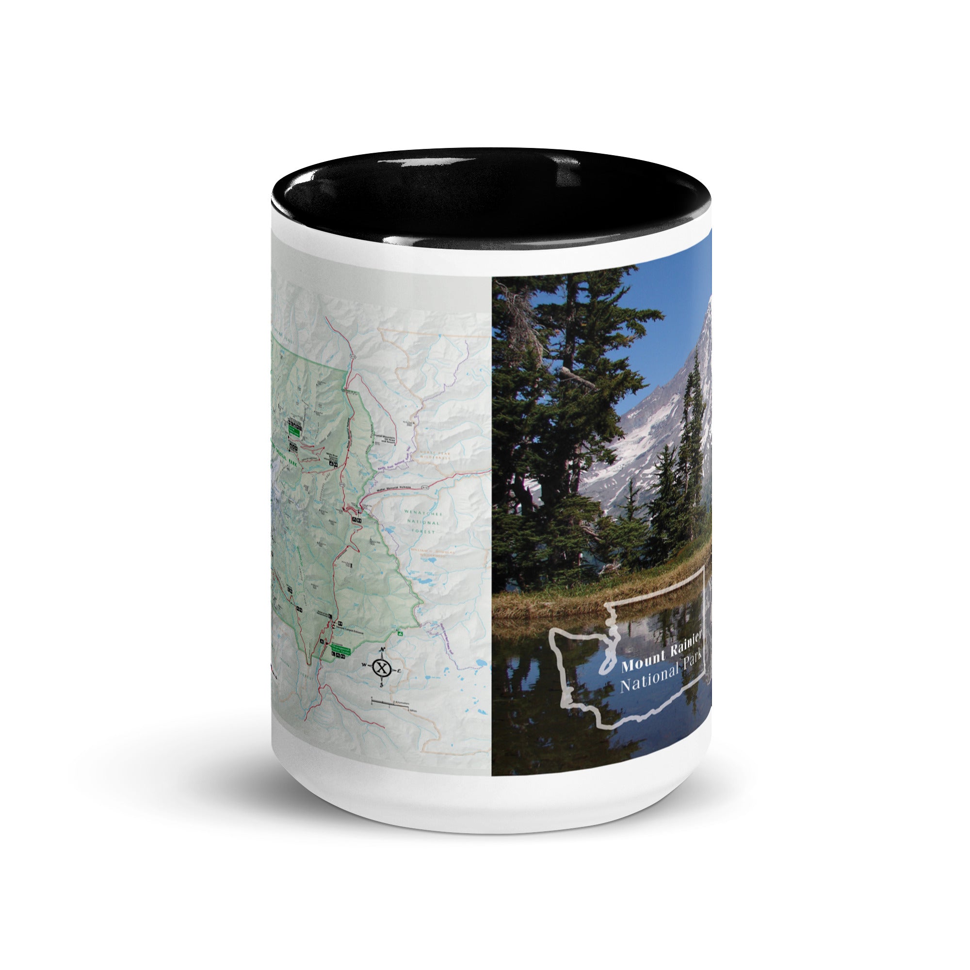 Mount Rainier National Park Mug with Black Inside